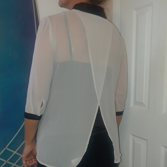 SIMPLY Vera Sheer, Champagne Top With Slit Back - Picture 3 of 6
